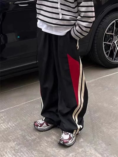 美式落地拼接尼龍褲1