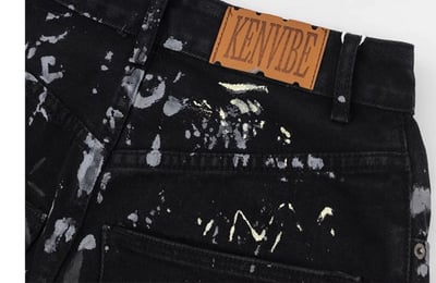 ♡韓國塗鴉質感黑色牛仔褲♡4