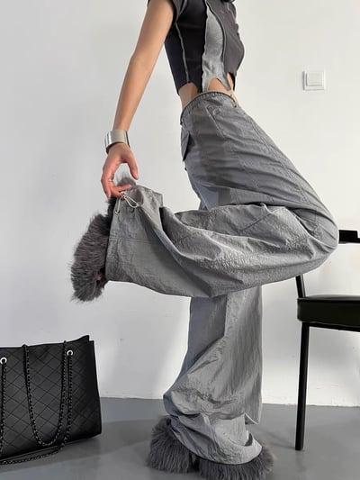 ♡韓國科技感寬鬆落地褲♡4