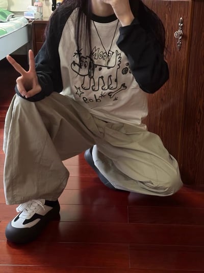 ♡韓國狗狗拼色薄長袖♡3