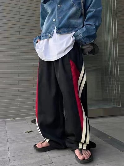 美式落地拼接尼龍褲3