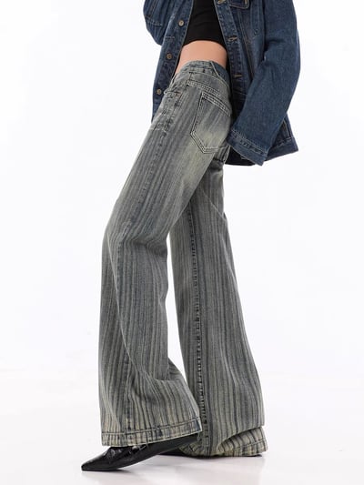 韓國線條喇叭落地牛仔褲5