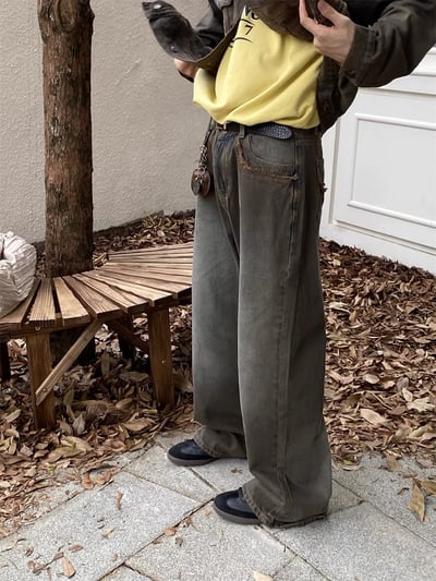 韓國美拉德咖啡漸層牛仔褲2