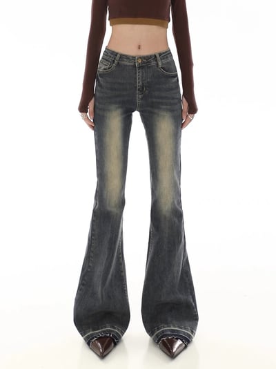 ♡韓國漸層顯瘦喇叭牛仔褲♡5