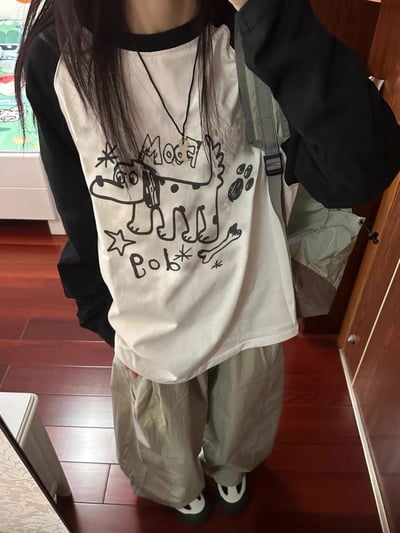 ♡韓國狗狗拼色薄長袖♡5