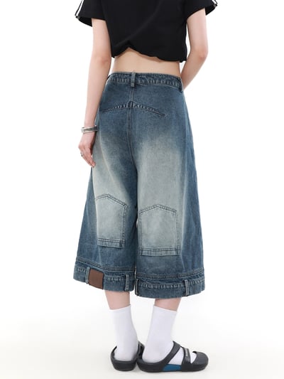 ♡韓國設計感反面七分牛仔褲♡1