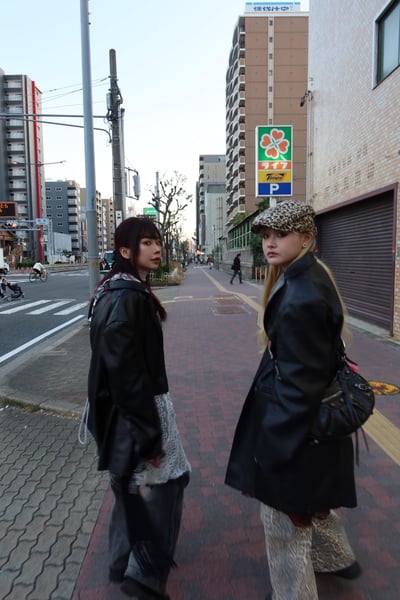 韓國厚磅落地豹紋牛仔寬褲7