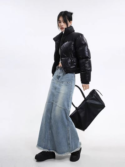 ♡韓國設計感拼接牛仔裙♡ ⁡2