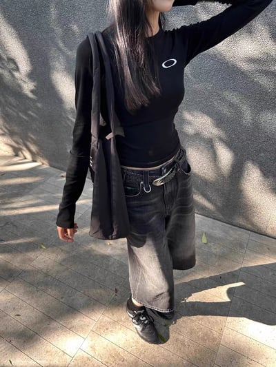 韓國質感漸層黑色七分褲4