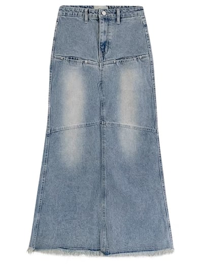 ♡韓國設計感拼接牛仔裙♡ ⁡3