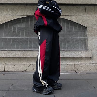 美式落地拼接尼龍褲4