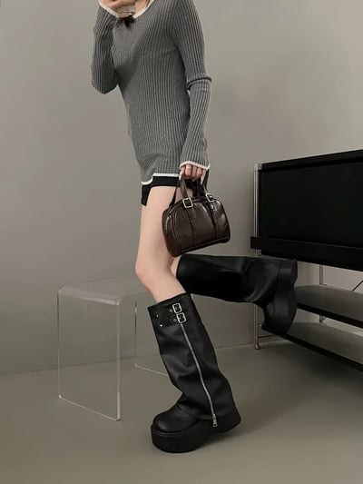 韓國質感厚底襪套顯瘦皮靴3