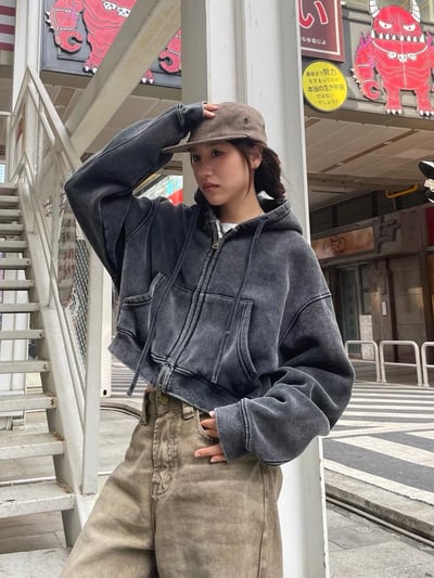 ♡韓國水洗厚磅短版外套♡1