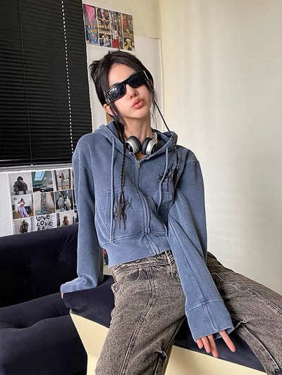 ♡韓國刺繡短版水洗棉外套♡3