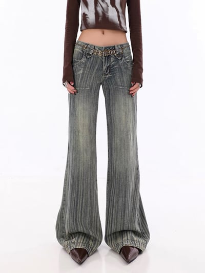 韓國線條喇叭落地牛仔褲3