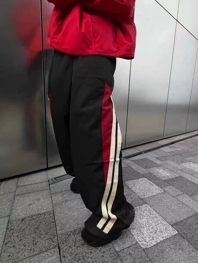 美式落地拼接尼龍褲2