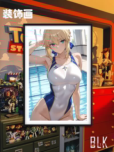 【週邊】巴洛克－Fate/stay night 泳池saber 裝飾畫&冰箱貼1