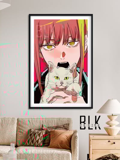 【週邊】巴洛克－鏈鋸人 貓咪瑪奇瑪 裝飾畫&冰箱貼4