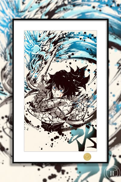 【週邊】H2工作室-富岡義勇 鬼滅之刃水柱鬼殺隊動漫二次元裝飾畫1