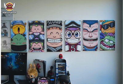 【週邊】ZOR-Studios-手繪藝術掛畫 企鵝村笑臉組1