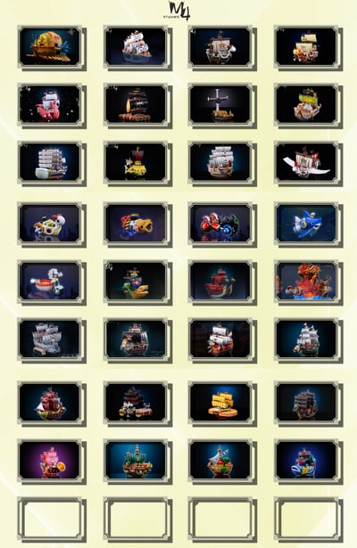 【海賊王】M4工作室-全員船系列 第三十二彈 魚人海盜船 太陽海賊船4