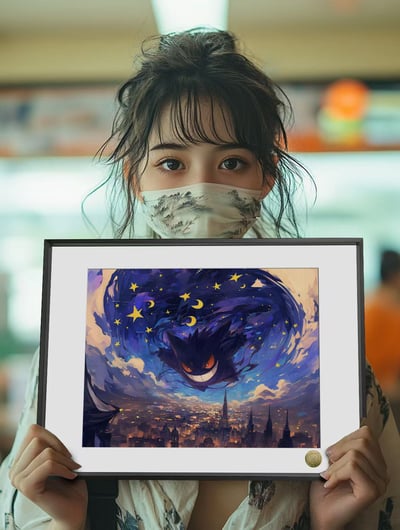 【週邊】皇呱工作室-星空耿鬼精靈寶可夢梵谷裝飾畫2