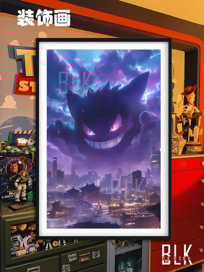 【週邊】巴洛克－寶可夢 城市耿鬼 裝飾畫&冰箱貼1