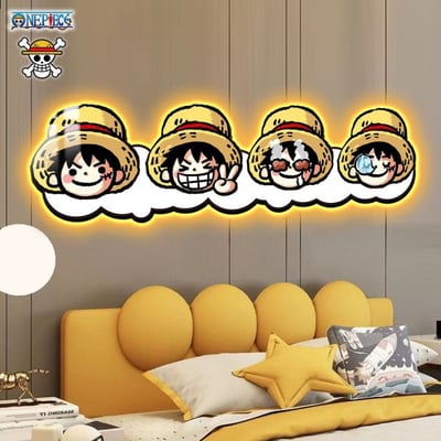 【週邊】阿喵畫社-Q版草帽魯夫大頭床頭燈帶畫4