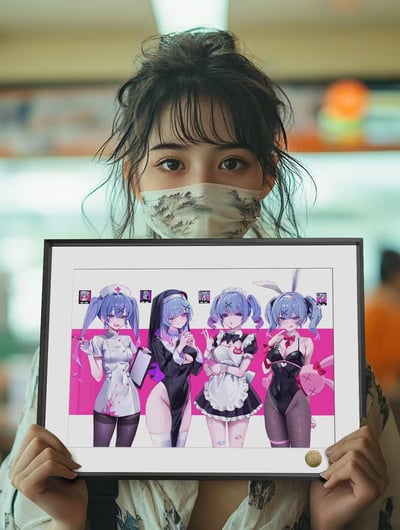 【週邊】皇呱工作室-初音未來4連拍兔子洞護士修女兔女郎女僕裝飾畫4