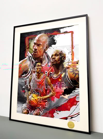 【週邊】H2工作室-OG 公牛三巨頭 喬登皮朋羅德曼NBA公牛裝飾畫3