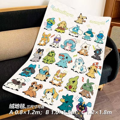 【週邊】千鳥社-精靈寶可夢謎擬丘皮卡丘卡拉卡拉午睡毯地毯裝飾畫5