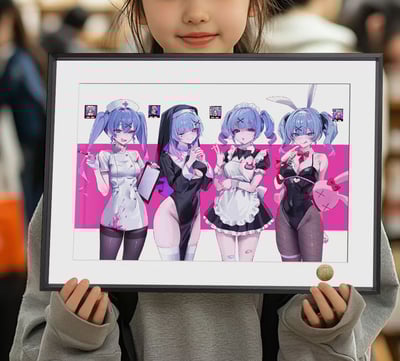 【週邊】皇呱工作室-初音未來4連拍兔子洞護士修女兔女郎女僕裝飾畫3