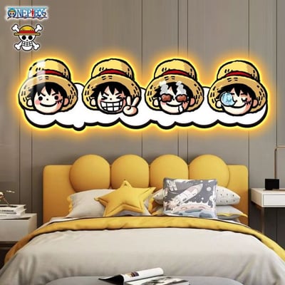 【週邊】阿喵畫社-Q版草帽魯夫大頭床頭燈帶畫3