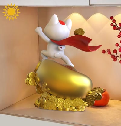 【膽大黨】太陽模玩-招財系列膽大黨高速婆婆招財貓3