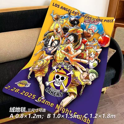 【週邊】千鳥社-草帽團湖人隊合照海賊王路飛索隆午睡毯地毯裝飾畫5
