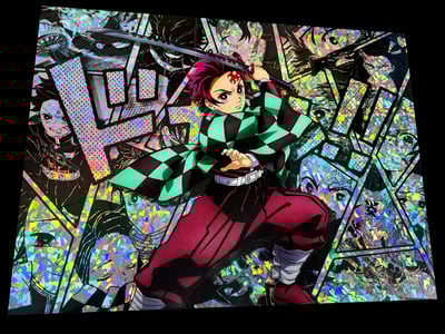 【週邊】千鳥社-漫畫碎彩鐳射系列 第一彈 鬼滅之刃灶門炭治郎漫畫炫彩鐳射穀子海報裝飾畫8