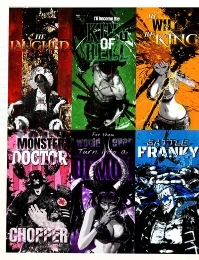 【週邊】H2工作室-爆熱草帽團 海賊王路飛索隆娜美喬巴羅賓山治動漫二次元裝飾畫3