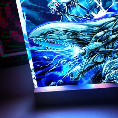 【週邊】阿喵畫社－遊戲王 青眼白龍 發光透明卡磚4