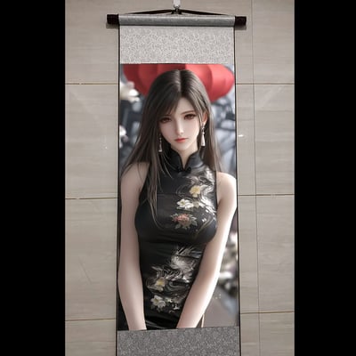 【週邊】阿喵畫社-旗袍 蒂法捲軸畫4