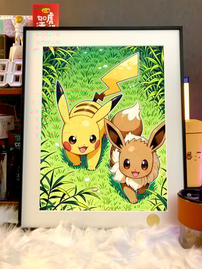 【週邊】星空工作室－寶可夢 伊布皮卡丘  裝飾畫3