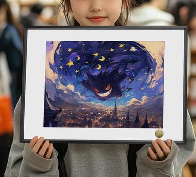 【週邊】皇呱工作室-星空耿鬼精靈寶可夢梵谷裝飾畫4