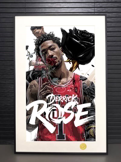 【週邊】H2工作室-風城玫瑰 德里克羅斯NBA芝加哥公牛隊羅斯裝飾畫2