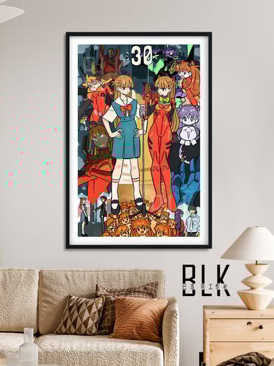 【週邊】巴洛克－新世紀福音戰士 百變明日香 裝飾畫 & 冰箱貼4