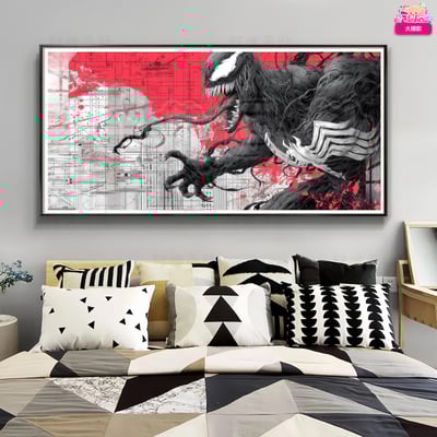 【週邊】阿喵畫社－紅底共生 毒液 裝飾畫1