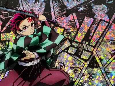 【週邊】千鳥社-漫畫碎彩鐳射系列 第一彈 鬼滅之刃灶門炭治郎漫畫炫彩鐳射穀子海報裝飾畫6