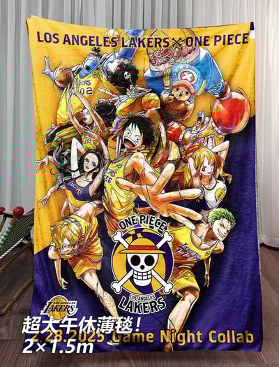 【週邊】千鳥社-草帽團湖人隊合照海賊王路飛索隆午睡毯地毯裝飾畫3