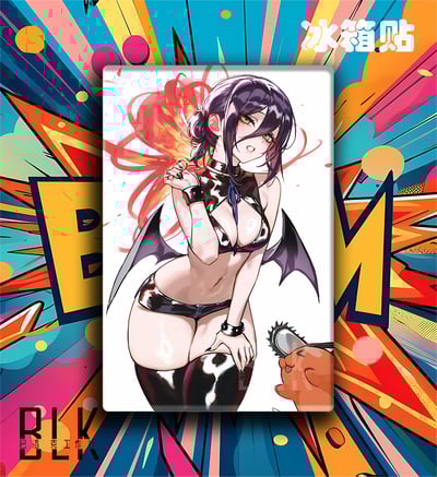 【週邊】巴洛克-小惡魔蕾塞 電鋸人鏈鋸人瑪奇瑪電次Reze波姆Bomb炸彈惡魔動漫裝飾畫 冰箱貼5