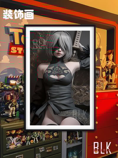 【週邊】巴洛克－尼爾：機械紀元 黑衣2B 裝飾畫 & 冰箱貼1