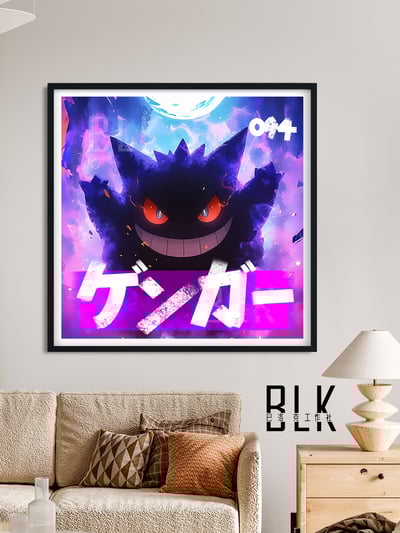 【週邊】巴洛克－寶可夢 紫色耿鬼 裝飾畫 & 冰箱貼2