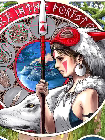 【週邊】星空工作室-彩窗幽靈公主 宮崎駿系列電影龍貓千與千尋裝飾畫3